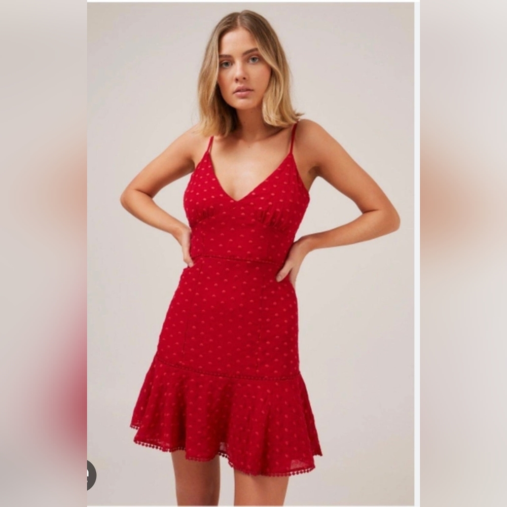 Keepsake The Label Deep Love Polka Dot Crimson Red Dress 30180661 Large NWT - Picture 2 of 11